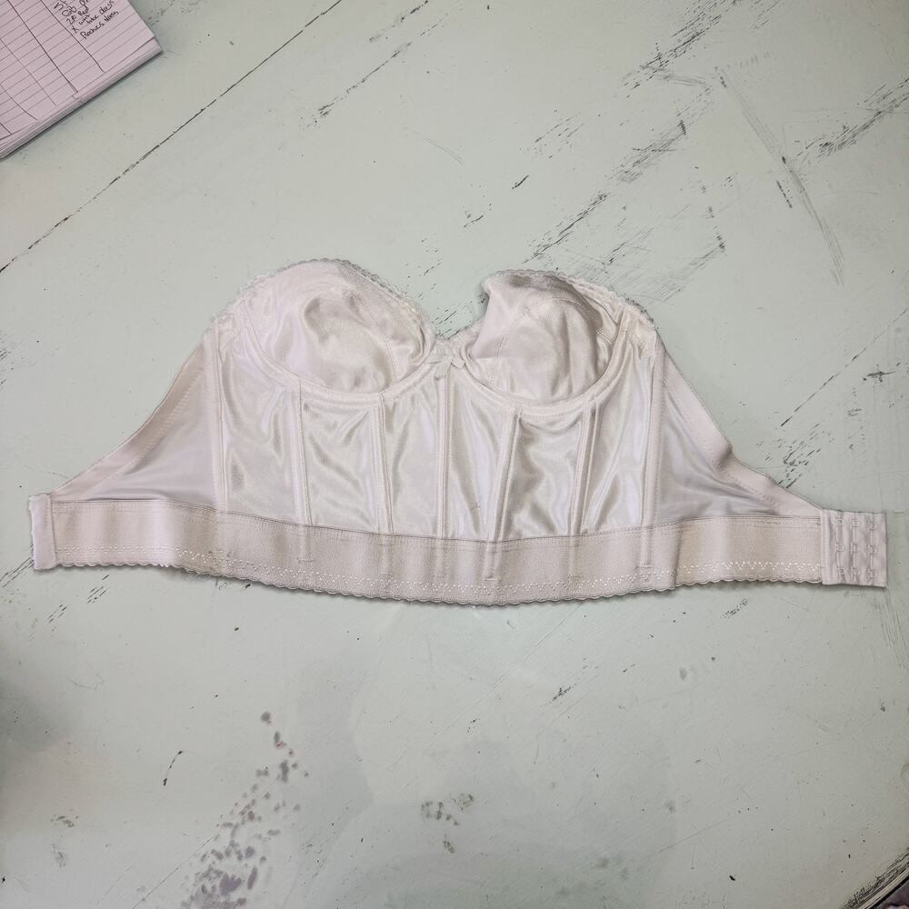 Vintage 70s Q-T Foundation White Strapless Bustier Corset Bra Top